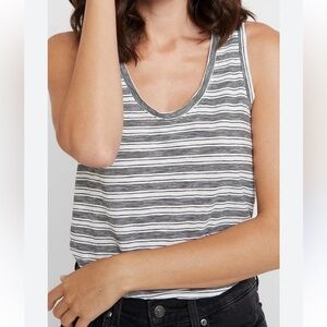 Gap Cotton Sleeveless Striped Scoop Neck Tank Top White Black